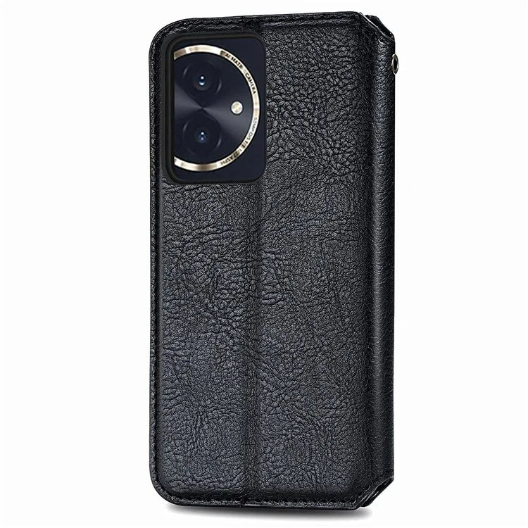For Honor 100 5G Imprinted Rhombus Phone Case Slim-Fit PU Leather Wallet Flip Cover