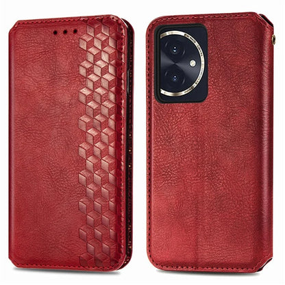For Honor 100 5G Imprinted Rhombus Phone Case Slim-Fit PU Leather Wallet Flip Cover