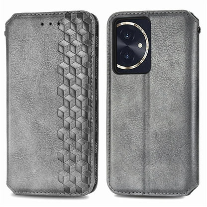 For Honor 100 5G Imprinted Rhombus Phone Case Slim-Fit PU Leather Wallet Flip Cover