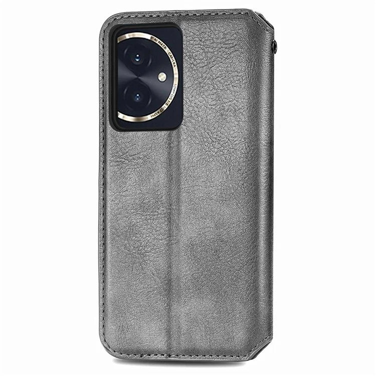 For Honor 100 5G Imprinted Rhombus Phone Case Slim-Fit PU Leather Wallet Flip Cover