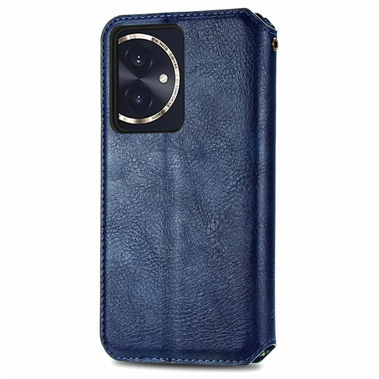 For Honor 100 5G Imprinted Rhombus Phone Case Slim-Fit PU Leather Wallet Flip Cover