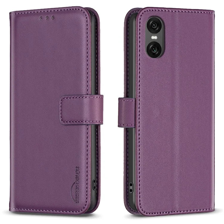 BINFEN COLOR BF17 For Sony Xperia 10 VI Case PU Leather Magnetic Buckle Flip Phone Cover