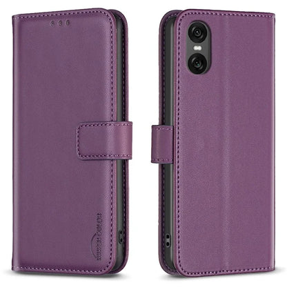 BINFEN COLOR BF17 For Sony Xperia 10 VI Case PU Leather Magnetic Buckle Flip Phone Cover