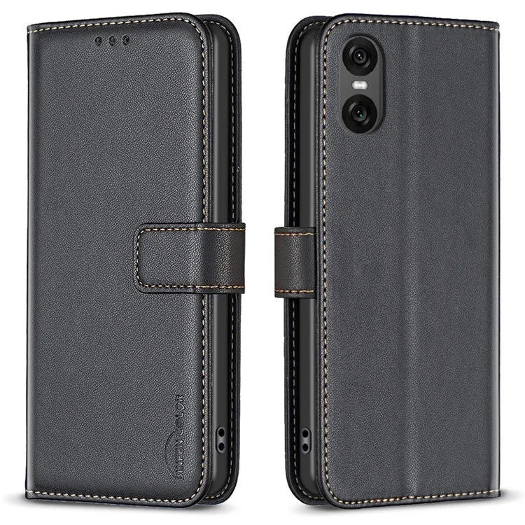 BINFEN COLOR BF17 For Sony Xperia 10 VI Case PU Leather Magnetic Buckle Flip Phone Cover