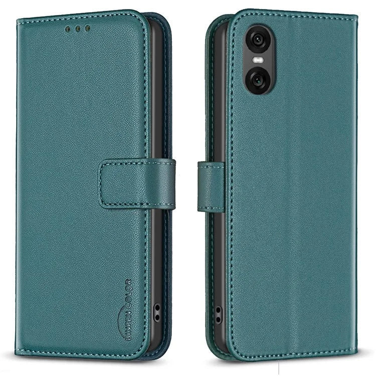 BINFEN COLOR BF17 For Sony Xperia 10 VI Case PU Leather Magnetic Buckle Flip Phone Cover
