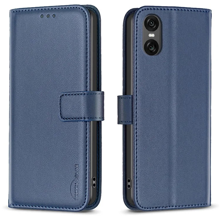 BINFEN COLOR BF17 For Sony Xperia 10 VI Case PU Leather Magnetic Buckle Flip Phone Cover