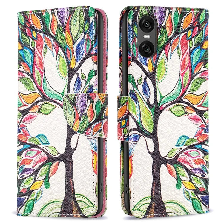For Sony Xperia 10 VI Cell Phone Case Pattern Printing Leather Flip Stand Wallet Cover