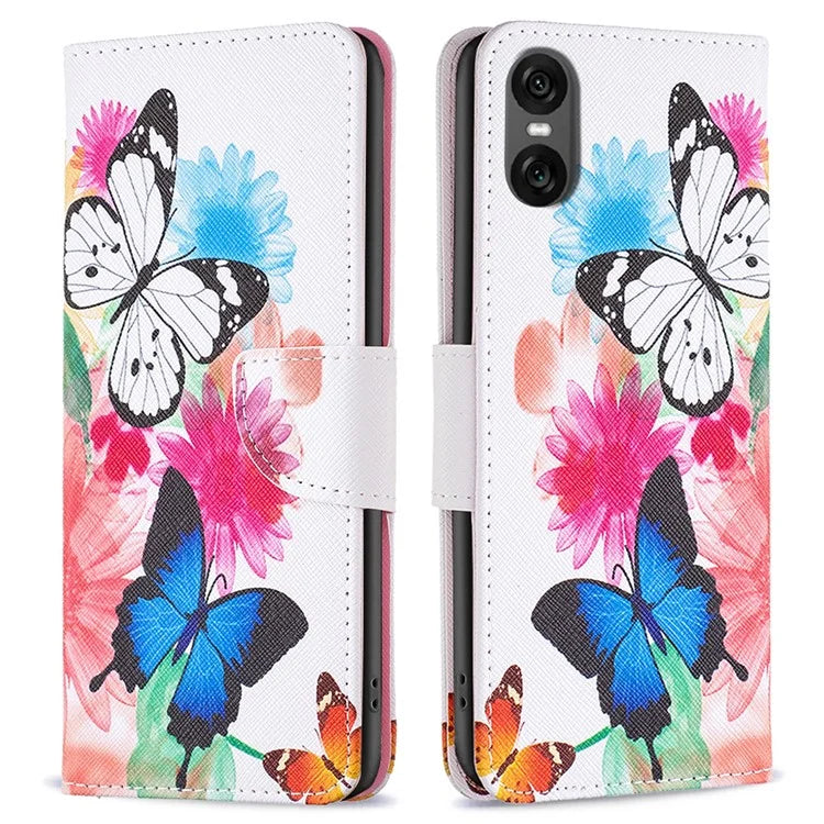 For Sony Xperia 10 VI Cell Phone Case Pattern Printing Leather Flip Stand Wallet Cover