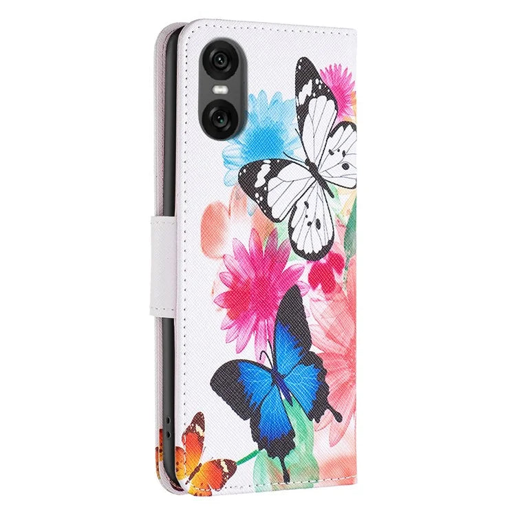 For Sony Xperia 10 VI Cell Phone Case Pattern Printing Leather Flip Stand Wallet Cover