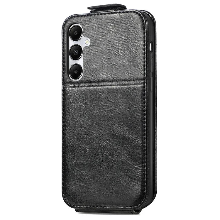 For Samsung Galaxy A55 5G Pure Color Phone Cover Vertical Flip Zipper Pocket PU Leather Phone Case