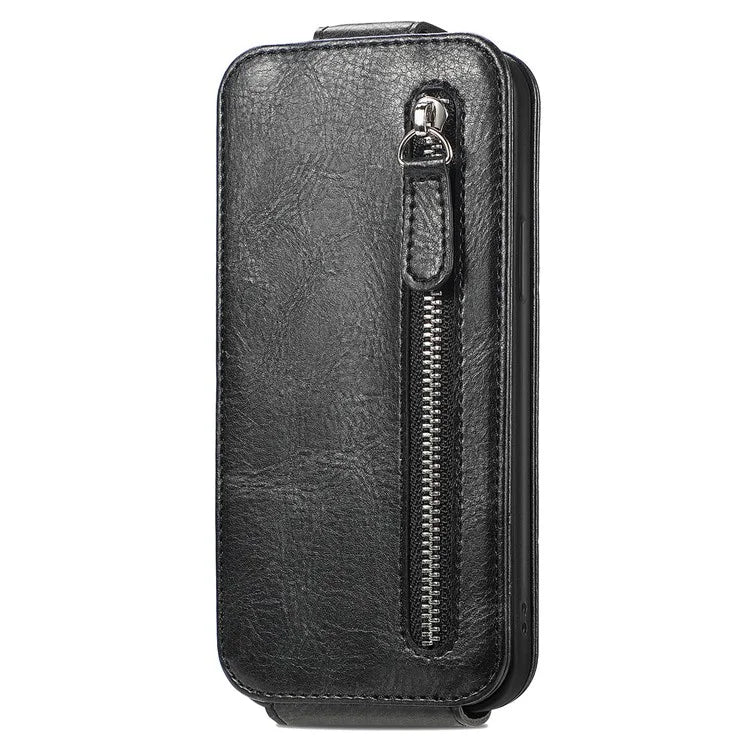 For Samsung Galaxy A55 5G Pure Color Phone Cover Vertical Flip Zipper Pocket PU Leather Phone Case