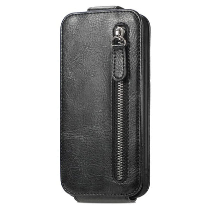 For Samsung Galaxy A55 5G Pure Color Phone Cover Vertical Flip Zipper Pocket PU Leather Phone Case