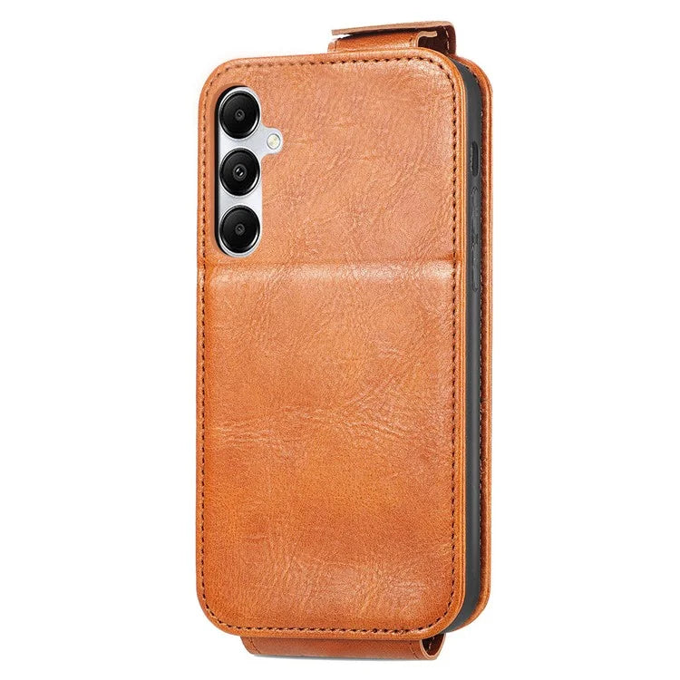 For Samsung Galaxy A55 5G Pure Color Phone Cover Vertical Flip Zipper Pocket PU Leather Phone Case