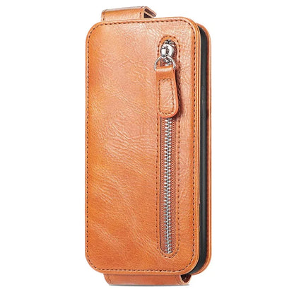 For Samsung Galaxy A55 5G Pure Color Phone Cover Vertical Flip Zipper Pocket PU Leather Phone Case