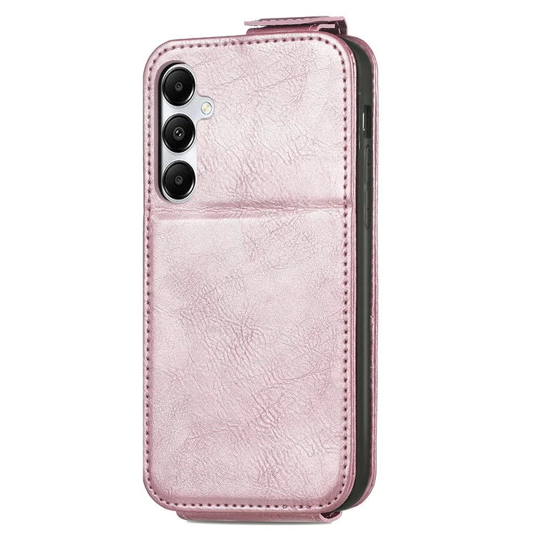 For Samsung Galaxy A55 5G Pure Color Phone Cover Vertical Flip Zipper Pocket PU Leather Phone Case