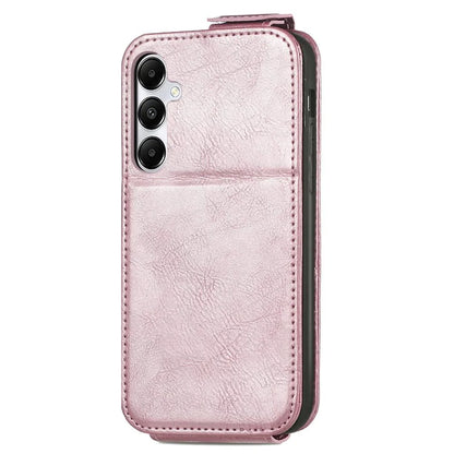 For Samsung Galaxy A55 5G Pure Color Phone Cover Vertical Flip Zipper Pocket PU Leather Phone Case