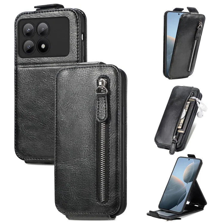 For Xiaomi Redmi K70E 5G / Poco X6 Pro 5G Case Vertical Flip Zipper TPU+PU Leather Phone Cover