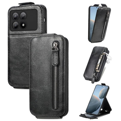 For Xiaomi Redmi K70E 5G / Poco X6 Pro 5G Case Vertical Flip Zipper TPU+PU Leather Phone Cover