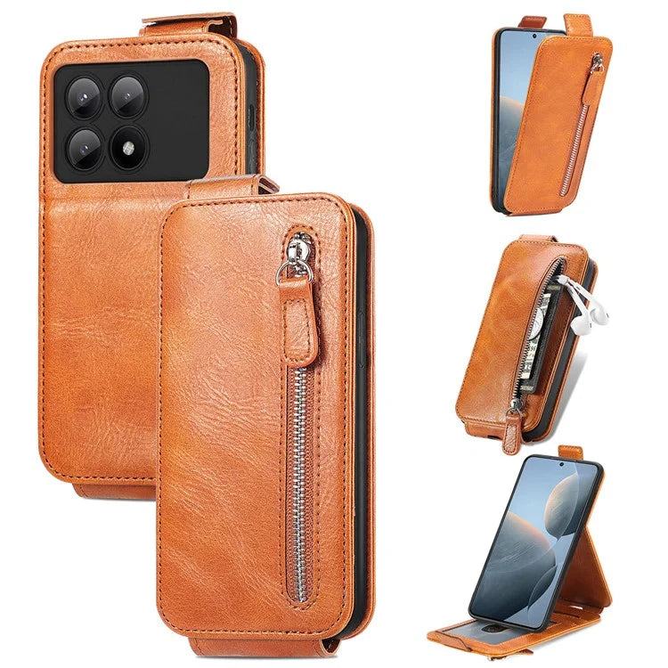 For Xiaomi Redmi K70E 5G / Poco X6 Pro 5G Case Vertical Flip Zipper TPU+PU Leather Phone Cover