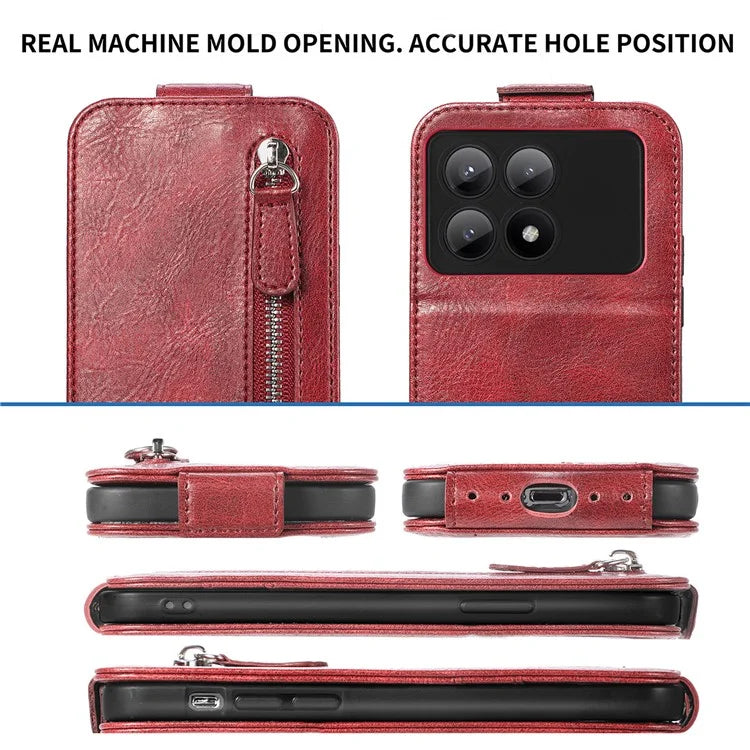 For Xiaomi Redmi K70E 5G / Poco X6 Pro 5G Case Vertical Flip Zipper TPU+PU Leather Phone Cover
