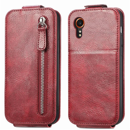 For Samsung Galaxy Xcover7 Dustproof Cell Phone Case Vertical Flip Zipper Pocket PU Leather Phone Stand Cover