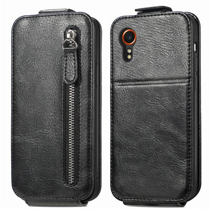 For Samsung Galaxy Xcover7 Dustproof Cell Phone Case Vertical Flip Zipper Pocket PU Leather Phone Stand Cover
