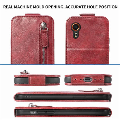 For Samsung Galaxy Xcover7 Dustproof Cell Phone Case Vertical Flip Zipper Pocket PU Leather Phone Stand Cover