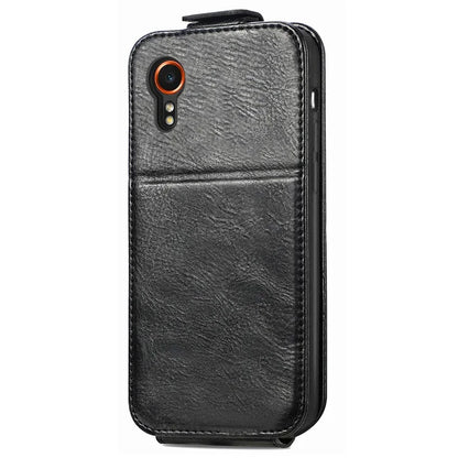 For Samsung Galaxy Xcover7 Dustproof Cell Phone Case Vertical Flip Zipper Pocket PU Leather Phone Stand Cover