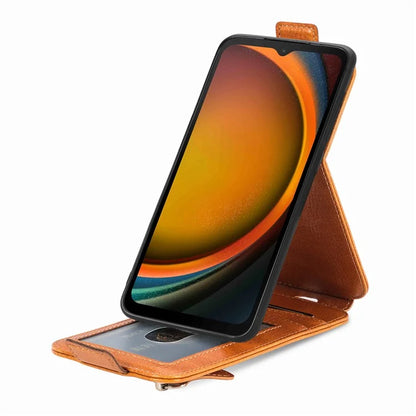 For Samsung Galaxy Xcover7 Dustproof Cell Phone Case Vertical Flip Zipper Pocket PU Leather Phone Stand Cover