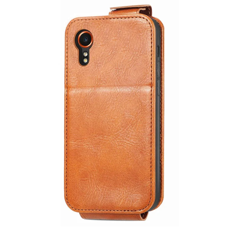 For Samsung Galaxy Xcover7 Dustproof Cell Phone Case Vertical Flip Zipper Pocket PU Leather Phone Stand Cover