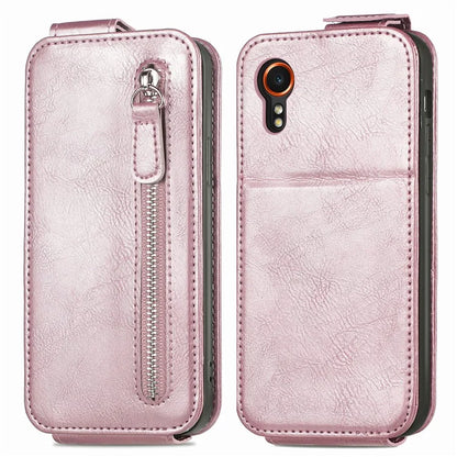 For Samsung Galaxy Xcover7 Dustproof Cell Phone Case Vertical Flip Zipper Pocket PU Leather Phone Stand Cover
