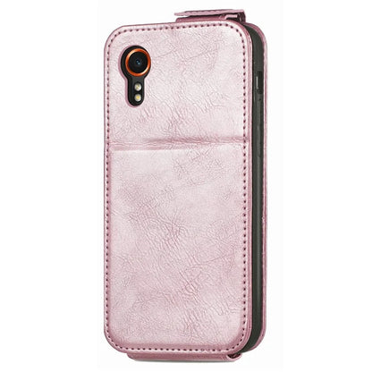 For Samsung Galaxy Xcover7 Dustproof Cell Phone Case Vertical Flip Zipper Pocket PU Leather Phone Stand Cover