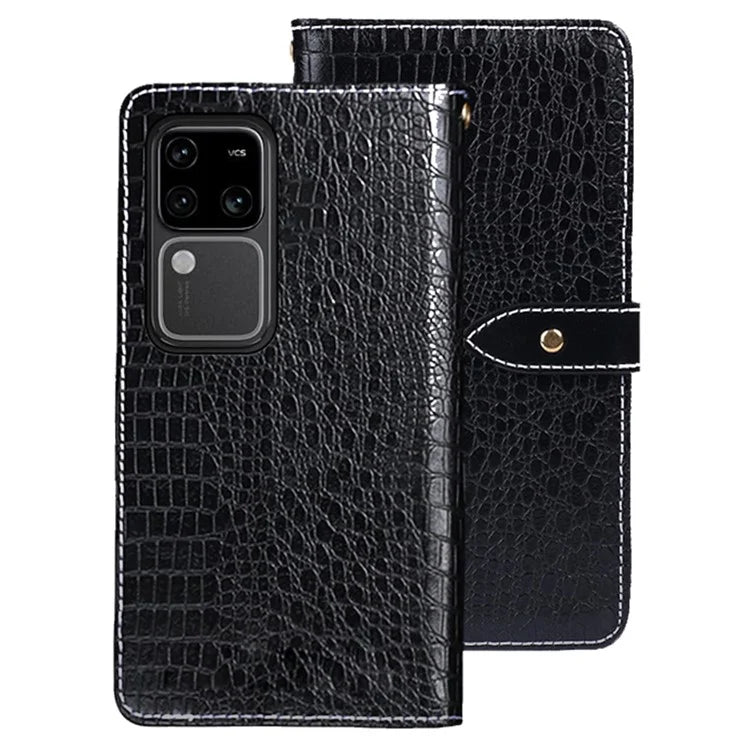 IDEWEI For vivo V30 Pro 5G Case PU Leather Crocodile Texture Flip Wallet Phone Cover