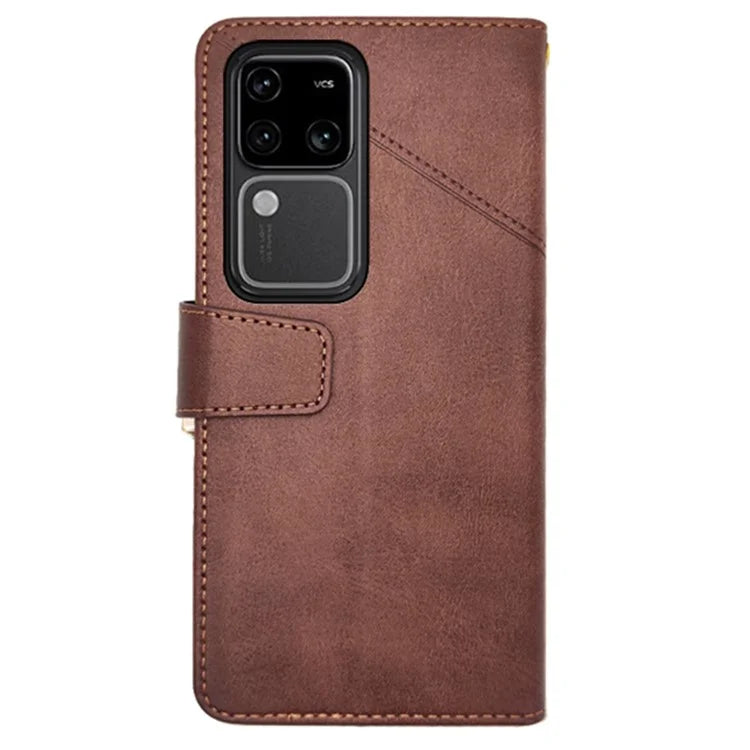 IDEWEI For vivo V30 Pro 5G Leather Case Card Slots Wallet Calf Texture Phone Cover
