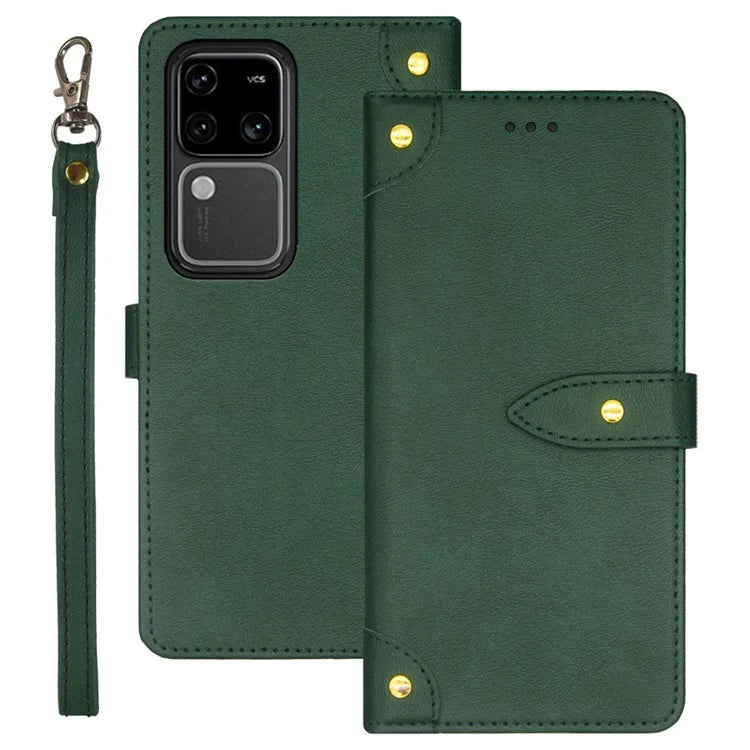 IDEWEI For vivo V30 Pro 5G Case Anti-Scratch PU Leather Card Slots Cell Phone Cover