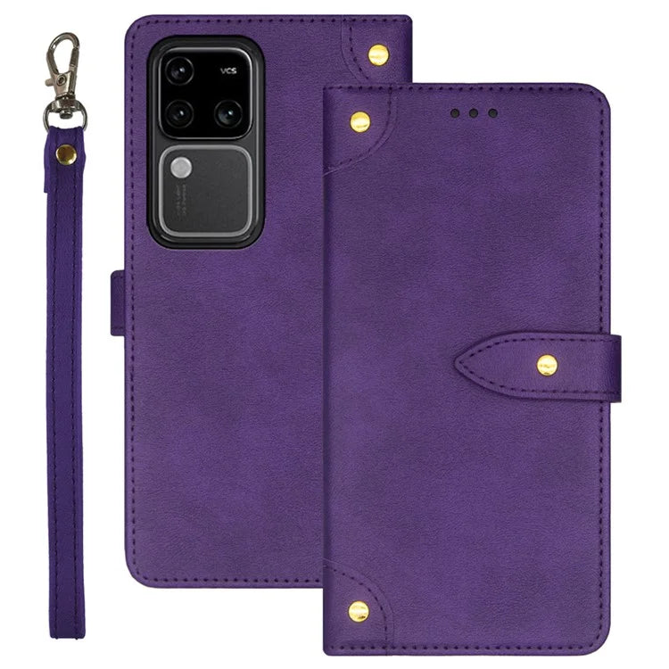 IDEWEI For vivo V30 Pro 5G Case Anti-Scratch PU Leather Card Slots Cell Phone Cover