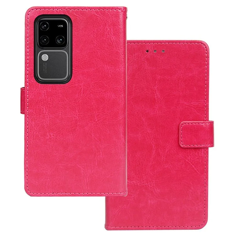 IDEWEI For vivo V30 Pro 5G Case Leather Crazy Horse Texture Phone Cover with Photo Card Slots