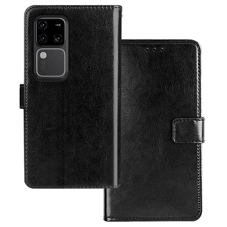 IDEWEI For vivo V30 Pro 5G Case Leather Crazy Horse Texture Phone Cover with Photo Card Slots