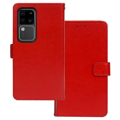 IDEWEI For vivo V30 Pro 5G Case Leather Crazy Horse Texture Phone Cover with Photo Card Slots