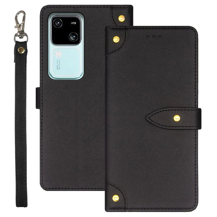 IDEWEI For vivo V30 5G Anti-Scratch PU Leather Phone Case Card Slots Cell Phone Cover