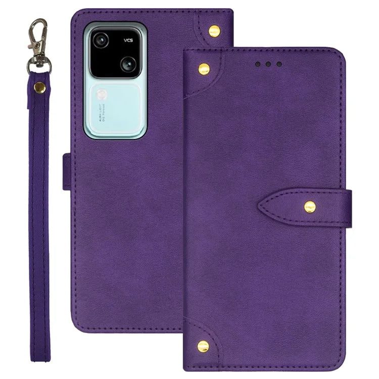 IDEWEI For vivo V30 5G Anti-Scratch PU Leather Phone Case Card Slots Cell Phone Cover
