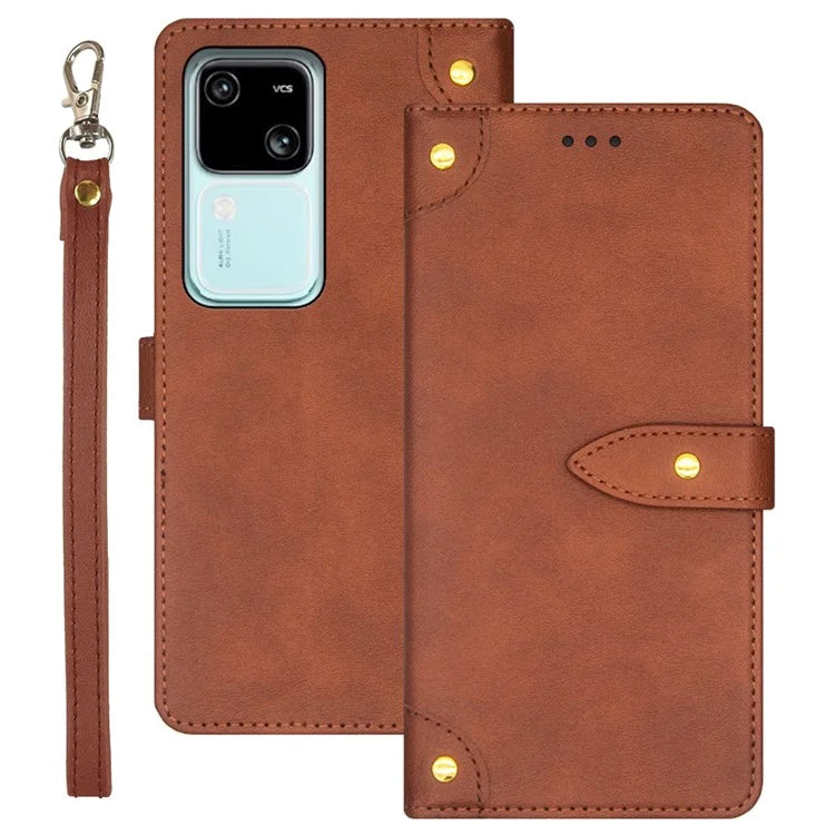 IDEWEI For vivo V30 5G Anti-Scratch PU Leather Phone Case Card Slots Cell Phone Cover