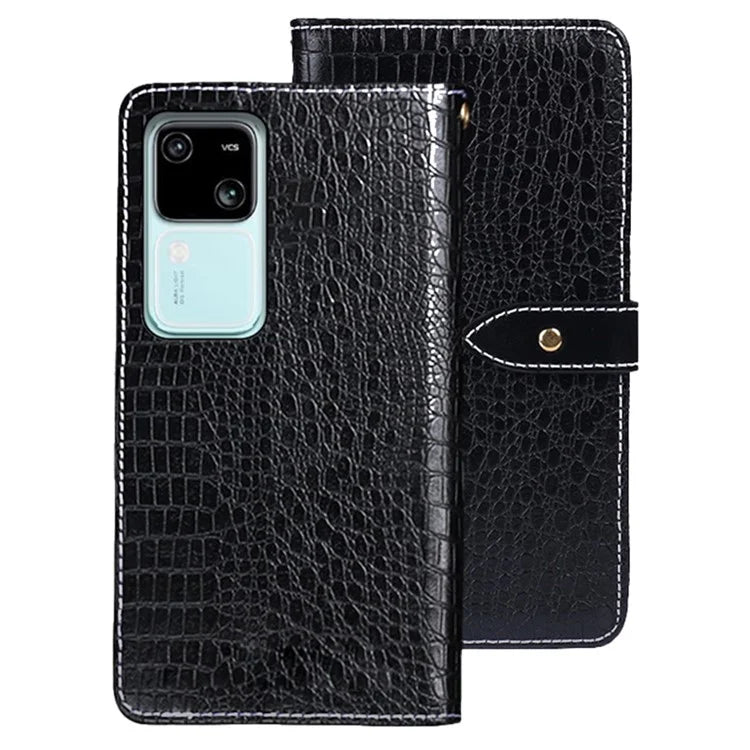 IDEWEI For vivo V30 5G Case PU Leather Anti Drop Crocodile Texture Flip Wallet Phone Cover