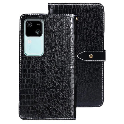 IDEWEI For vivo V30 5G Case PU Leather Anti Drop Crocodile Texture Flip Wallet Phone Cover
