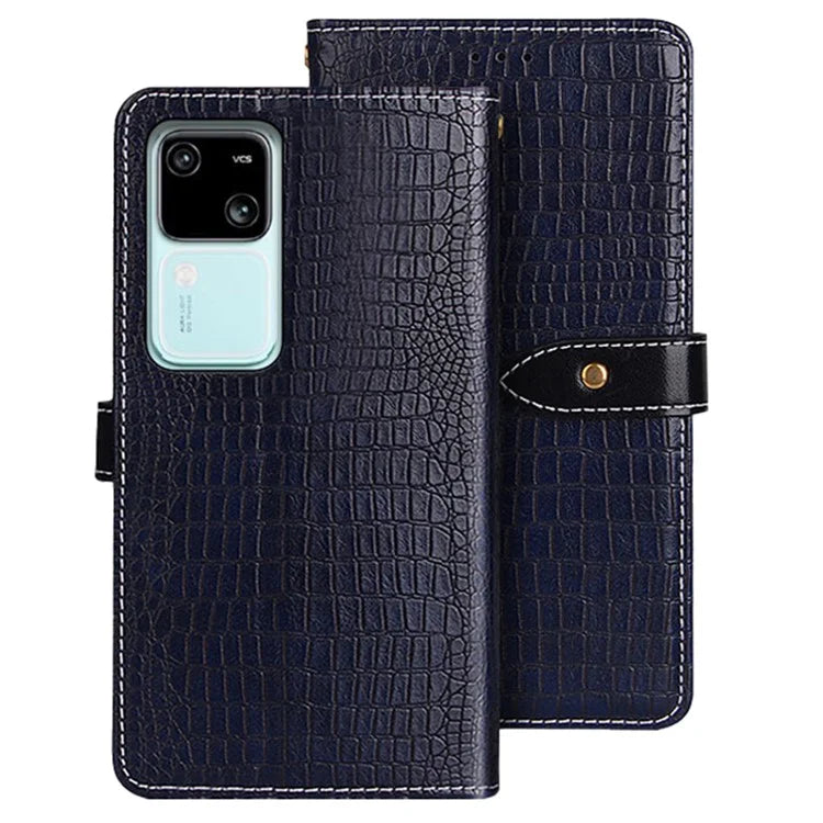 IDEWEI For vivo V30 5G Case PU Leather Anti Drop Crocodile Texture Flip Wallet Phone Cover