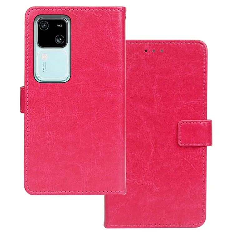 IDEWEI For vivo V30 5G Leather Case Photo Card Slots  Crazy Horse Texture Phone Cover