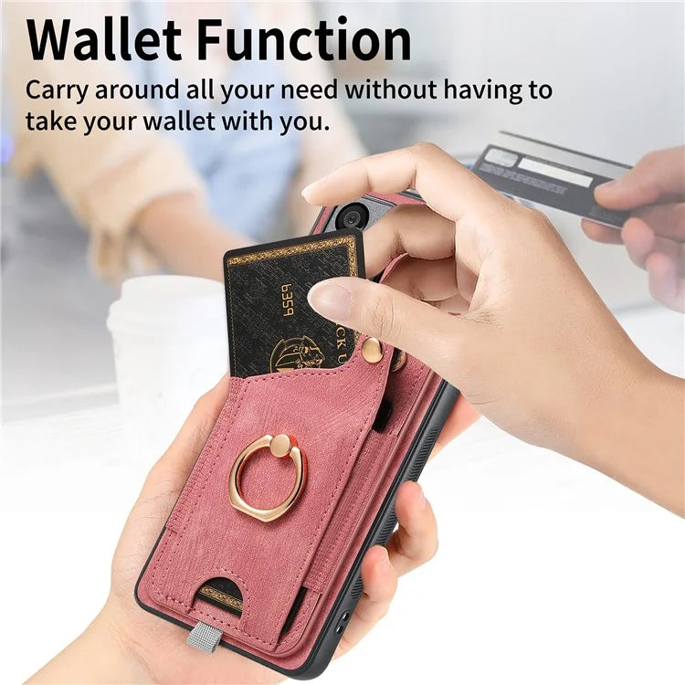 For Samsung Galaxy A24 4G (162.1 X 77.6 X 8.3mm) Cell Phone Case Leather Card Holder Phone Protector