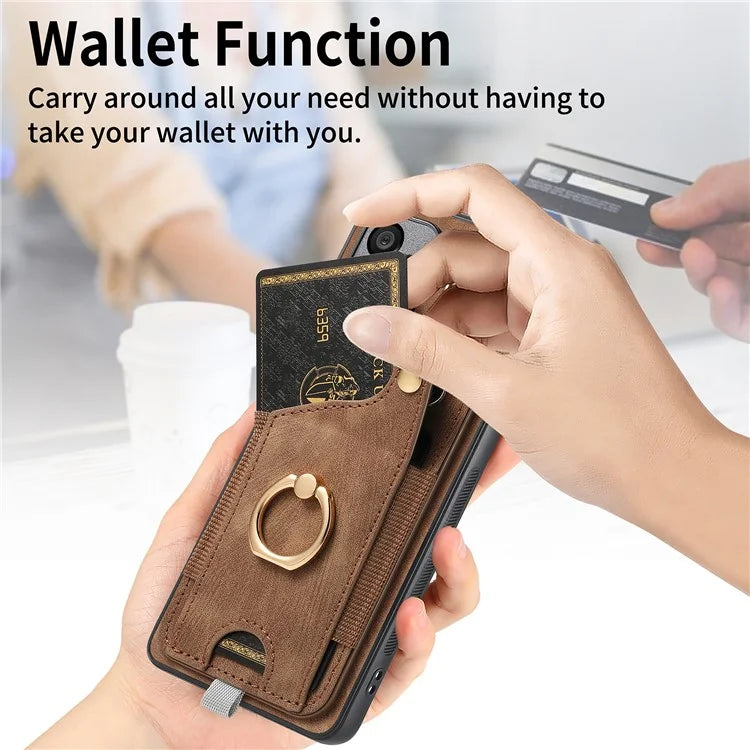 For Samsung Galaxy A24 4G (162.1 X 77.6 X 8.3mm) Cell Phone Case Leather Card Holder Phone Protector