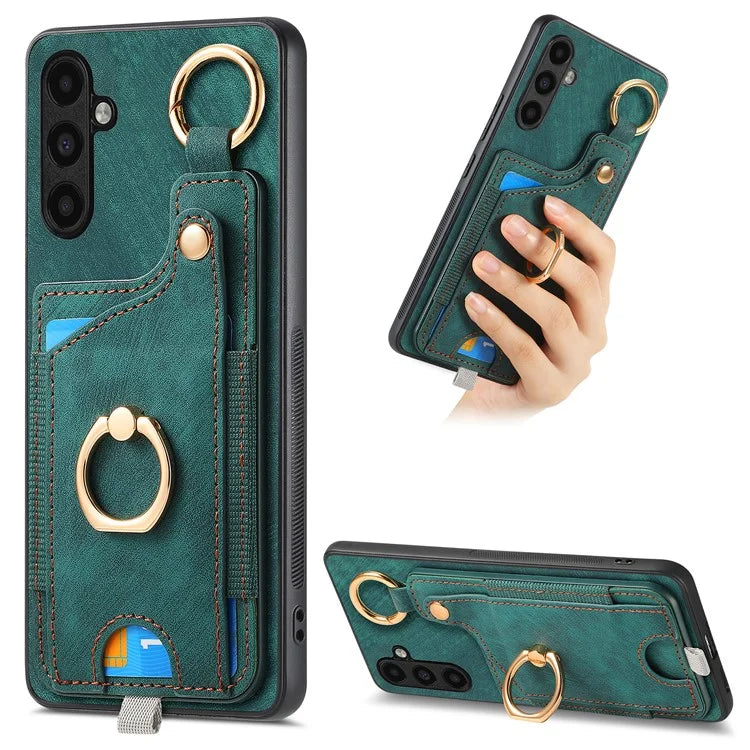 For Samsung Galaxy A24 4G (162.1 X 77.6 X 8.3mm) Cell Phone Case Leather Card Holder Phone Protector