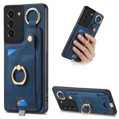 For Samsung Galaxy S21+ 5G Case Card Holder Leather + TPU Kickstand Phone Cover